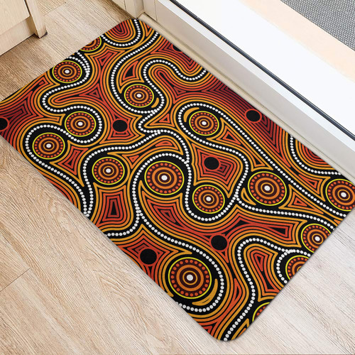 Australia Aboriginal Inspired Door Mat - Orange Color Aboriginal Dot Artwork Australia Aboriginal Inspired Door Mat - Orange Color Aboriginal Dot Artwork