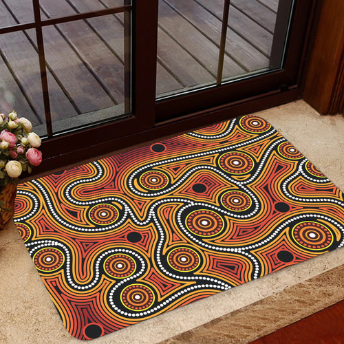 Australia Aboriginal Inspired Door Mat - Orange Color Aboriginal Dot Artwork Australia Aboriginal Inspired Door Mat - Orange Color Aboriginal Dot Artwork