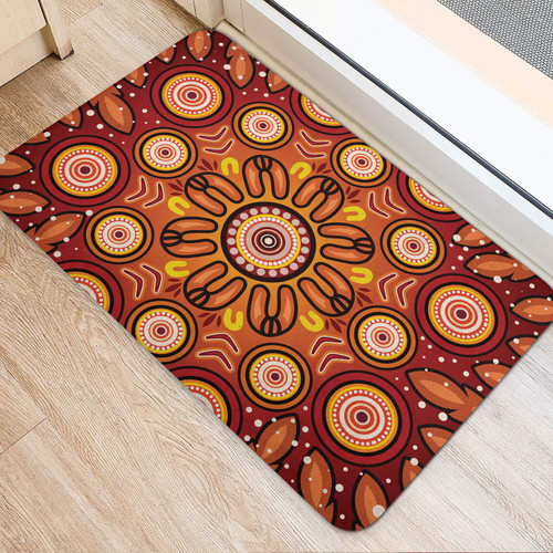 Australia Aboriginal Inspired Door Mat - Aboriginal Art Dot Painting 02 Australia Aboriginal Inspired Door Mat - Aboriginal Art Dot Painting 02
