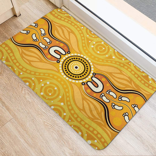 Australia Aboriginal Inspired Door Mat - Aboriginal Yellow Color Dot Art Vector Background Australia Aboriginal Inspired Door Mat - Aboriginal Yellow Color Dot Art Vector Background