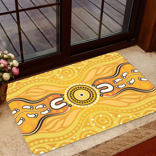 Australia Aboriginal Inspired Door Mat - Aboriginal Yellow Color Dot Art Vector Background Australia Aboriginal Inspired Door Mat - Aboriginal Yellow Color Dot Art Vector Background