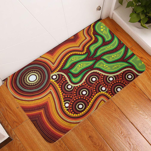 Australia Aboriginal Inspired Door Mat - Tree Nature Dot Design Vector Aboriginal Artwork