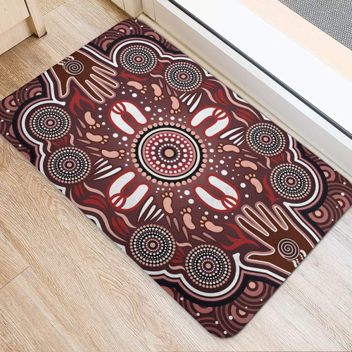 Australia Aboriginal Inspired Door Mat - Dot Aboriginal Style Of Painting With Hands Australia Aboriginal Inspired Door Mat - Dot Aboriginal Style Of Painting With Hands