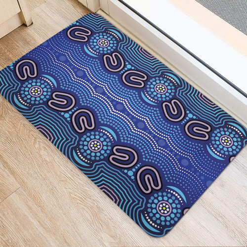 Australia Aboriginal Inspired Door Mat - Blue Aboriginal Artwork Australia Aboriginal Inspired Door Mat - Blue Aboriginal Artwork