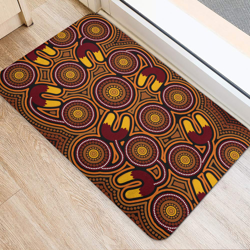 Australia Aboriginal Inspired Door Mat - Aboriginal Dot Art Black Color
