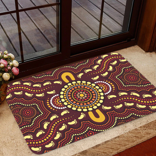 Australia Aboriginal Inspired Door Mat - Aboriginal Style Of Concentration Art