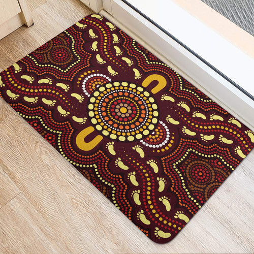 Australia Aboriginal Inspired Door Mat - Aboriginal Style Of Concentration Art