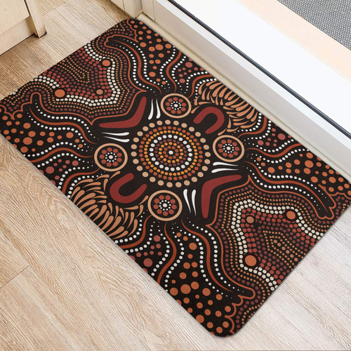 Australia Aboriginal Inspired Door Mat - Aboriginal Style Of Background Australia Aboriginal Inspired Door Mat - Aboriginal Style Of Background