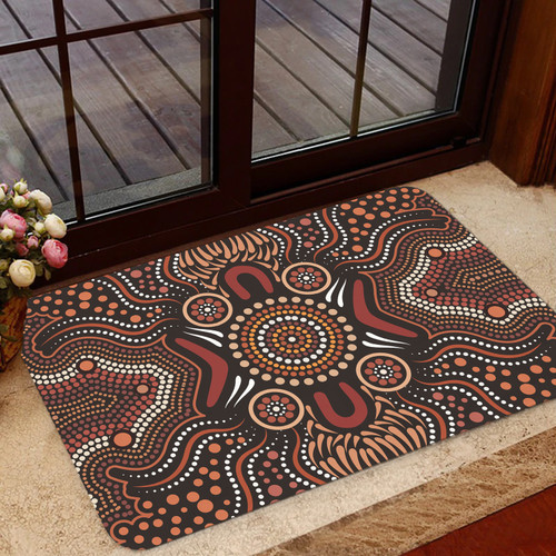 Australia Aboriginal Inspired Door Mat - Aboriginal Style Of Background Australia Aboriginal Inspired Door Mat - Aboriginal Style Of Background