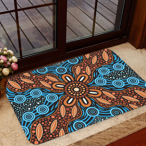 Australia Aboriginal Inspired Door Mat - River And Land Aboriginal Art Painting Australia Aboriginal Inspired Door Mat - River And Land Aboriginal Art Painting