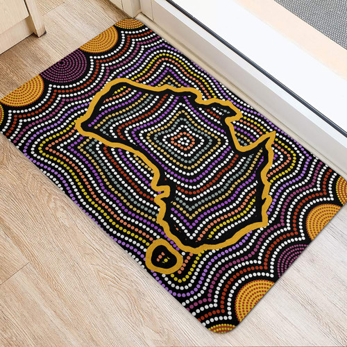 Australia Aboriginal Inspired Door Mat - Australia Map Aboriginal Art Painting Australia Aboriginal Inspired Door Mat - Australia Map Aboriginal Art Painting