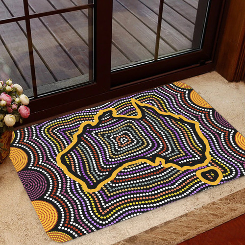 Australia Aboriginal Inspired Door Mat - Australia Map Aboriginal Art Painting Australia Aboriginal Inspired Door Mat - Australia Map Aboriginal Art Painting