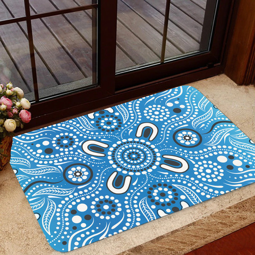 Australia Aboriginal Inspired Door Mat - Aboriginal Indigenous Dot Art Blue Color Australia Aboriginal Inspired Door Mat - Aboriginal Indigenous Dot Art Blue Color