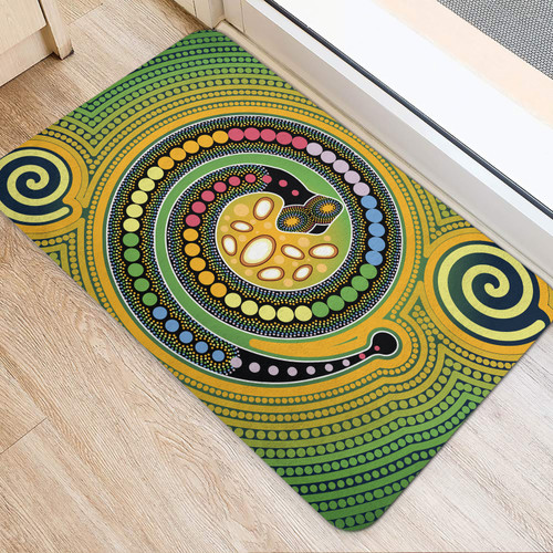Australia Aboriginal Inspired Door Mat - Aboriginal Art Vector Painting With Snake Australia Aboriginal Inspired Door Mat - Aboriginal Art Vector Painting With Snake