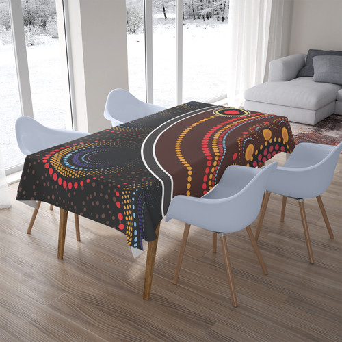 Australia Aboriginal Inspired Tablecloth - Aboriginal Style Of Dot Painting Australia Aboriginal Inspired Tablecloth - Aboriginal Style Of Dot Painting