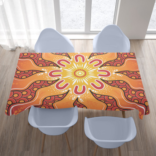 Australia Aboriginal Inspired Tablecloth - Yellow Aboriginal Dot Artwork