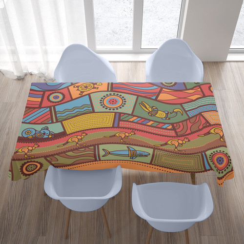 Australia Aboriginal Inspired Tablecloth - Animals Aboriginal Dot Artwork