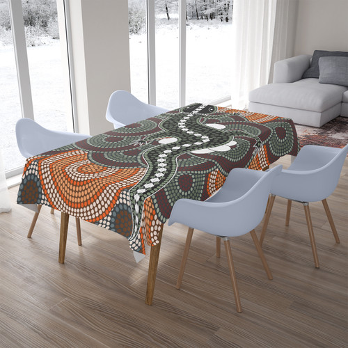 Australia Aboriginal Inspired Tablecloth - Crocodile Aboriginal Dot Art Vector Australia Aboriginal Inspired Tablecloth - Crocodile Aboriginal Dot Art Vector