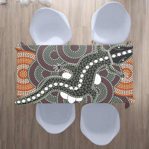 Australia Aboriginal Inspired Tablecloth - Crocodile Aboriginal Dot Art Vector Australia Aboriginal Inspired Tablecloth - Crocodile Aboriginal Dot Art Vector