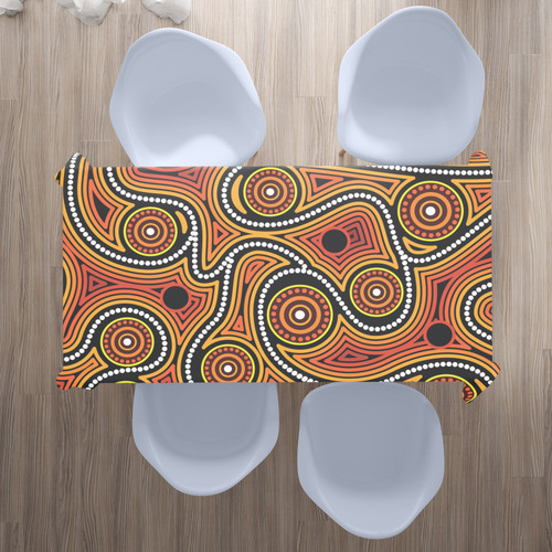 Australia Aboriginal Inspired Tablecloth - Orange Color Aboriginal Dot Artwork Australia Aboriginal Inspired Tablecloth - Orange Color Aboriginal Dot Artwork