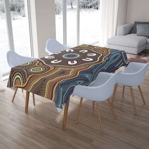 Australia Aboriginal Inspired Tablecloth - Aboriginal Dot Circle Art Australia Aboriginal Inspired Tablecloth - Aboriginal Dot Circle Art