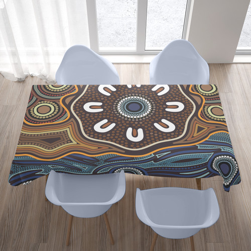 Australia Aboriginal Inspired Tablecloth - Aboriginal Dot Circle Art