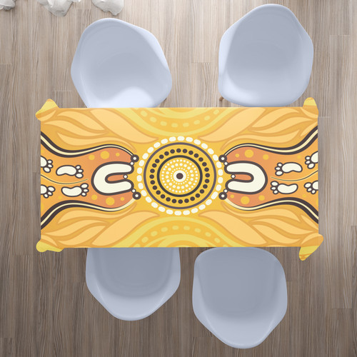 Australia Aboriginal Inspired Tablecloth - Aboriginal Yellow Color Dot Art Vector Background Australia Aboriginal Inspired Tablecloth - Aboriginal Yellow Color Dot Art Vector Background
