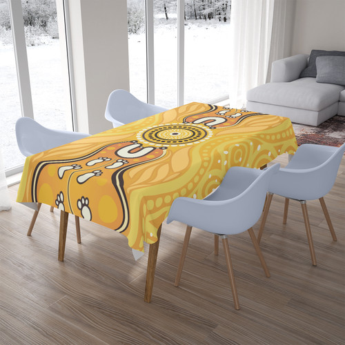 Australia Aboriginal Inspired Tablecloth - Aboriginal Yellow Color Dot Art Vector Background Australia Aboriginal Inspired Tablecloth - Aboriginal Yellow Color Dot Art Vector Background