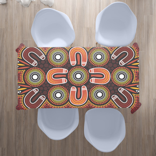 Australia Aboriginal Inspired Tablecloth - Australian Aboriginal Dot Design Vector Painting