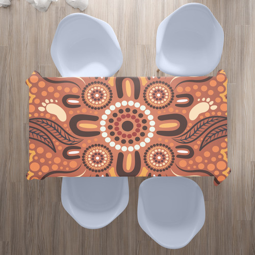 Australia Aboriginal Inspired Tablecloth - Aboriginal Leaf Style Of Background Australia Aboriginal Inspired Tablecloth - Aboriginal Leaf Style Of Background