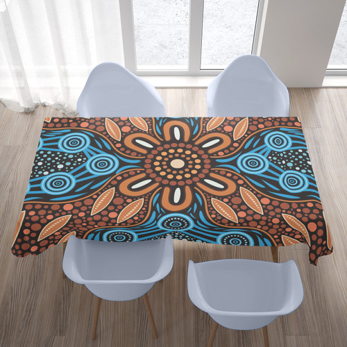 Australia Aboriginal Inspired Tablecloth - River And Land Aboriginal Art Painting