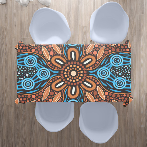 Australia Aboriginal Inspired Tablecloth - River And Land Aboriginal Art Painting Australia Aboriginal Inspired Tablecloth - River And Land Aboriginal Art Painting