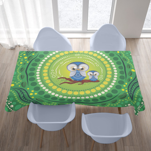 Australia Aboriginal Inspired Tablecloth - Aboriginal Dot Art Vector Painting With Owls