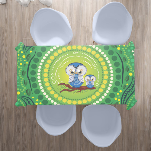 Australia Aboriginal Inspired Tablecloth - Aboriginal Dot Art Vector Painting With Owls Australia Aboriginal Inspired Tablecloth - Aboriginal Dot Art Vector Painting With Owls