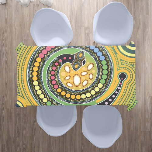 Australia Aboriginal Inspired Tablecloth - Aboriginal Art Vector Painting With Snake Australia Aboriginal Inspired Tablecloth - Aboriginal Art Vector Painting With Snake
