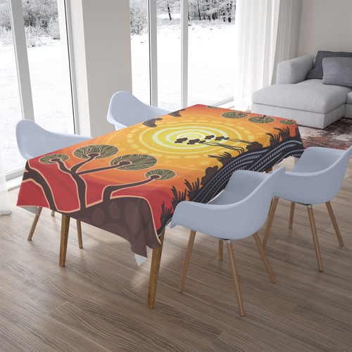Australia Aboriginal Inspired Tablecloth - Tree On The Hill Aboriginal Style Of Background Depicting Nature