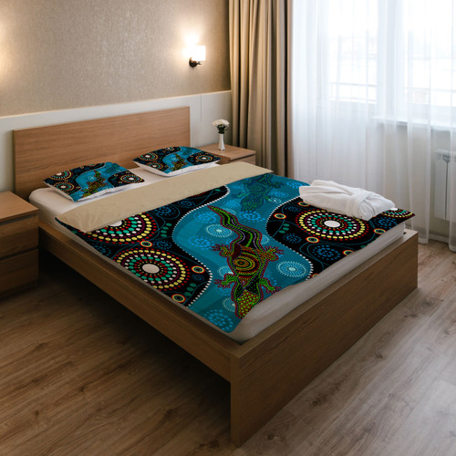 Australia Indigenous Bedding Set - Aboriginal Inspired Dreamtime Crocodile Australia Indigenous Bedding Set - Aboriginal Inspired Dreamtime Crocodile