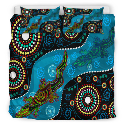 Australia Indigenous Bedding Set - Aboriginal Inspired Dreamtime Crocodile Australia Indigenous Bedding Set - Aboriginal Inspired Dreamtime Crocodile