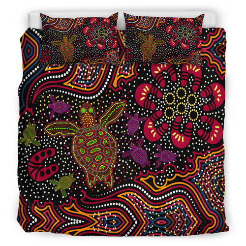 Australia Indigenous Bedding Set - Aboriginal inspired art turtles dreaming story background Australia Indigenous Bedding Set - Aboriginal inspired art turtles dreaming story background