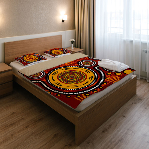Australia Indigenous Bedding Set - Aboriginal inspired dot art conection concept with handprints