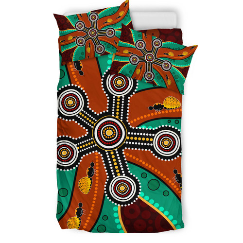 Australia Indigenous Bedding Set - Aboriginal inspired dot art depicting honey ants Australia Indigenous Bedding Set - Aboriginal inspired dot art depicting honey ants