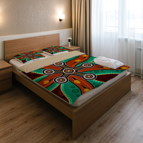 Australia Indigenous Bedding Set - Aboriginal inspired dot art depicting honey ants Australia Indigenous Bedding Set - Aboriginal inspired dot art depicting honey ants