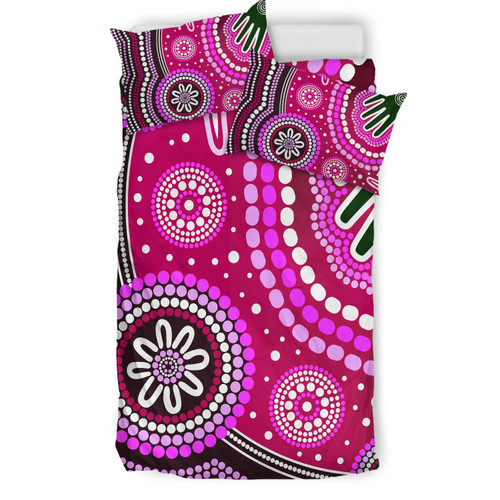 Australia Indigenous Bedding Set - Aboriginal inspired dot art handprint background Australia Indigenous Bedding Set - Aboriginal inspired dot art handprint background