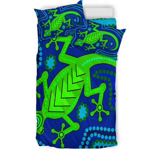 Australia Indigenous Bedding Set - Aboriginal Inspired Dreamtime Lizard Australia Indigenous Bedding Set - Aboriginal Inspired Dreamtime Lizard