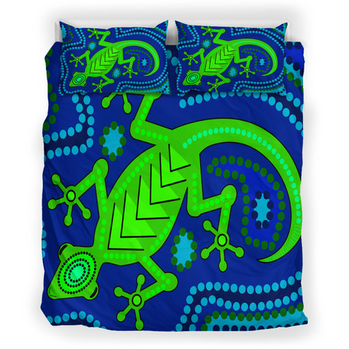 Australia Indigenous Bedding Set - Aboriginal Inspired Dreamtime Lizard Australia Indigenous Bedding Set - Aboriginal Inspired Dreamtime Lizard