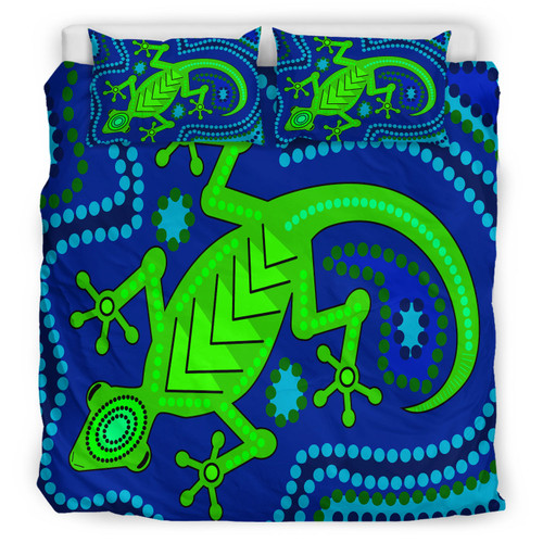 Australia Indigenous Bedding Set - Aboriginal Inspired Dreamtime Lizard Australia Indigenous Bedding Set - Aboriginal Inspired Dreamtime Lizard