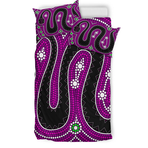 Australia Indigenous Bedding Set - Aboriginal inspired dreamtime snake Australia Indigenous Bedding Set - Aboriginal inspired dreamtime snake