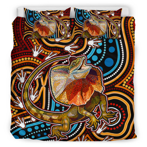 Australia Indigenous Bedding Set - Aboriginal Inspired frill necked lizard dreaming Australia Indigenous Bedding Set - Aboriginal Inspired frill necked lizard dreaming