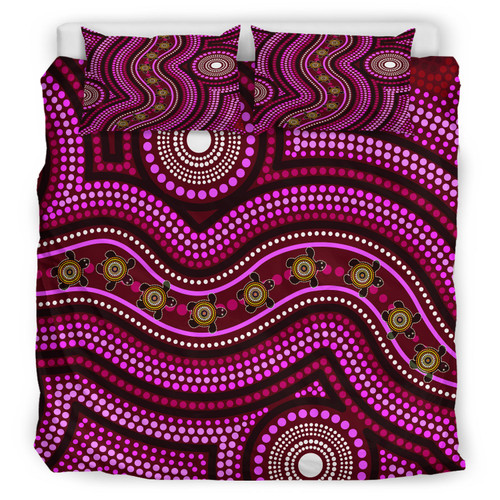 Australia Indigenous Bedding Set - Aboriginal inspired little turtles dreaming Australia Indigenous Bedding Set - Aboriginal inspired little turtles dreaming