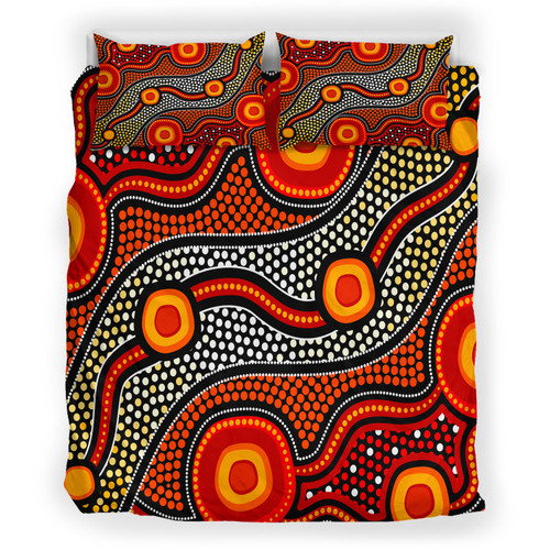 Australia Indigenous Bedding Set - Aboriginal Inspired style of connection concept